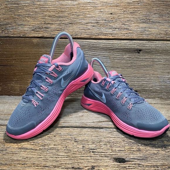 Nike LunarGlide 4 Youth 4/ Women's 6 Athletic Running Shoes Pink/Gray - Picture 5 of 14